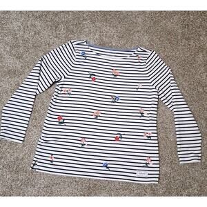 Talbots Sweater Floral Flower White Long Sleeves Lightweight Pullover Women's PM